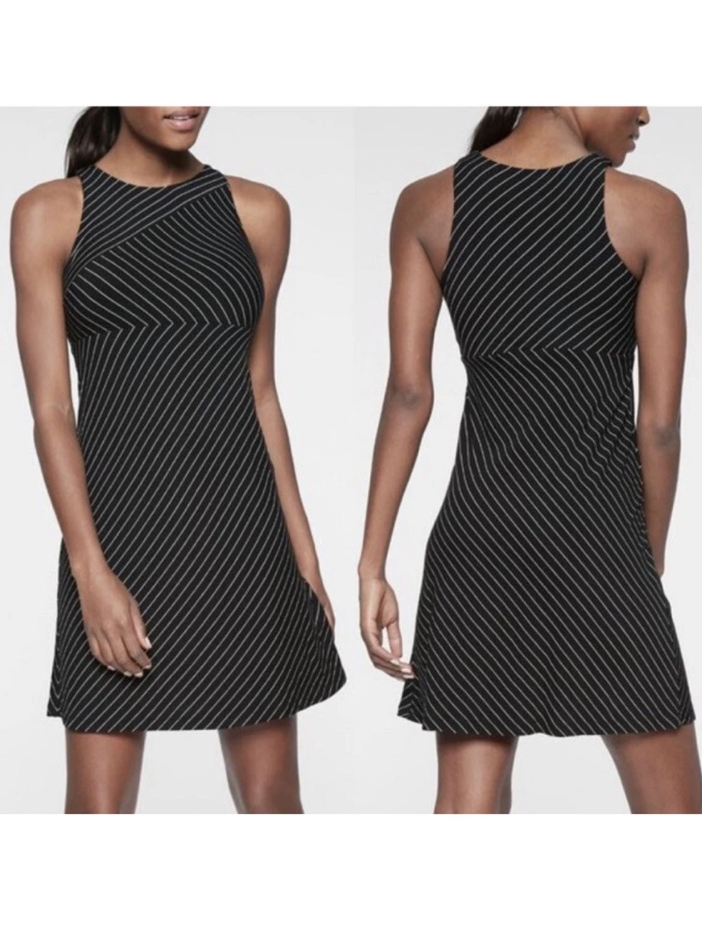 Athleta Striped High Neck Santorini Travel Resort Dress Size XS